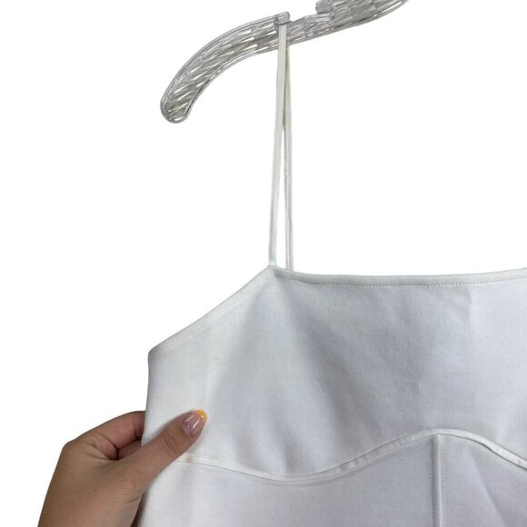 2/$30 ZARA Osyter White Strappy Women Medium Mini Dress Square Neck Flared Hem - Picture 5 of 11
